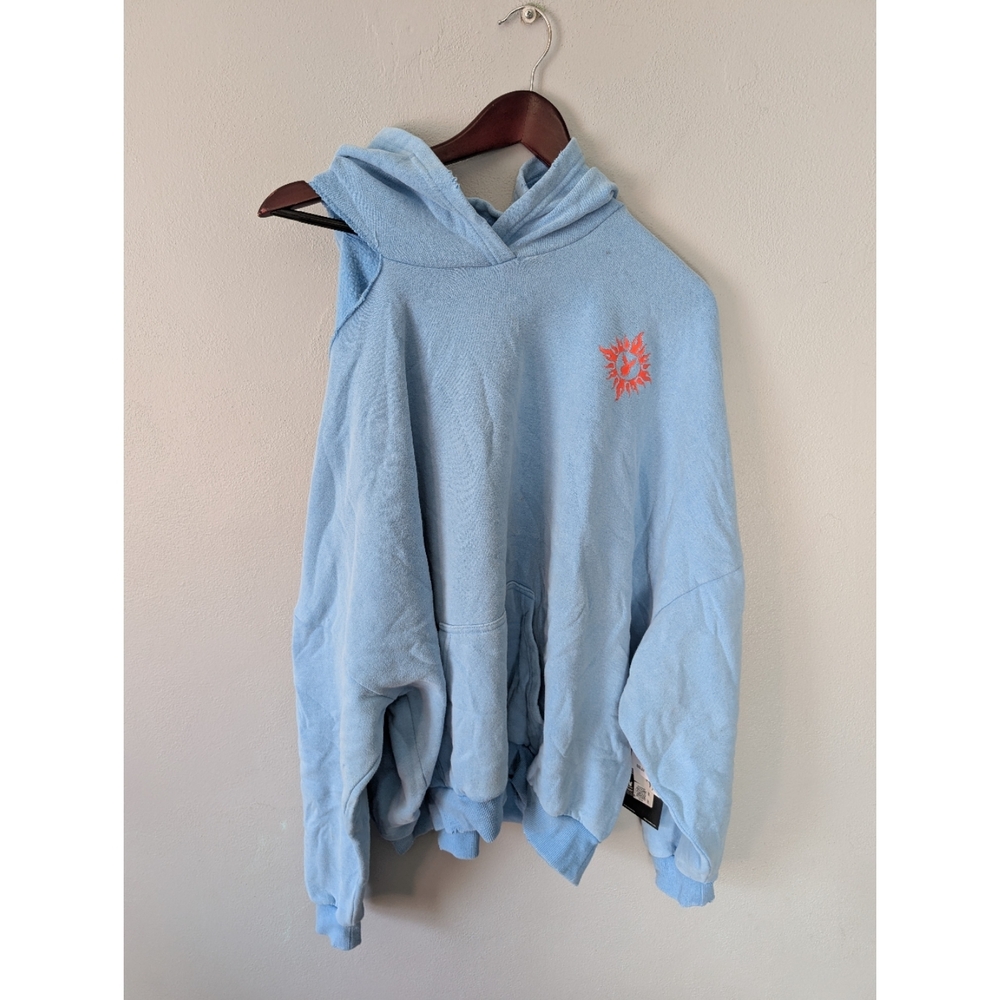 Pacsun Playboy Intentionally Distressed Light Blue Hoodie Size Large New